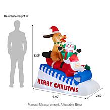 6FT Lighted Inflatable Holiday Decoration with Santa & Friends
