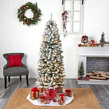 6Ft. Slim Flocked Christmas Tree with 250 LED