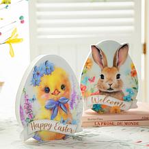 6"H Easter Wooden and Epoxy Egg Chick Table Decor - Set of 2