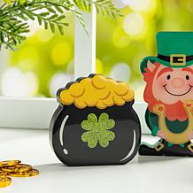 6"H St Patrick's Epoxy Wooden Leprechaun Table Decor - Set of 4