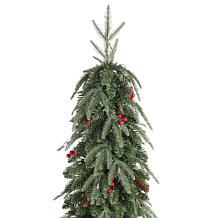 7' Pre-lit Green Artificial Christmas Porch Tree w/ Warm White Lights