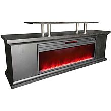 72 Inch Media Fireplace with Faux Glass Beads in Black