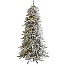 7.5 ft. Flocked Livingston Fir Artificial Christmas Tree with Pine ...