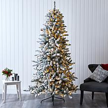 7.5 ft. Flocked Livingston Fir Artificial Christmas Tree with Pine ...