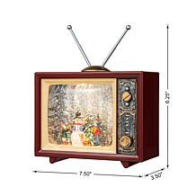 7.5" L Lighted TV with Snowman Water Globe