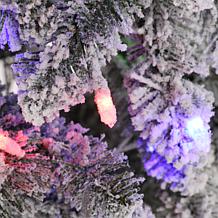 7.5ft Artificial Snowy Downswept Christmas Flocked Tree with Lights