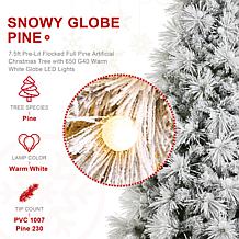7.5ft Pre-Lit Flocked Full Pine Christmas Tree with Warm White Lights