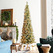 7.5ft Pre-Lit Frosted Cashmere Pencil Pine Christmas Tree