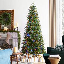 7.5ft Pre-Lit Green Slim Fir Christmas Tree with Remote