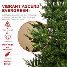 7.5ft Pre-Lit Green Upward Slim Fir Christmas Tree