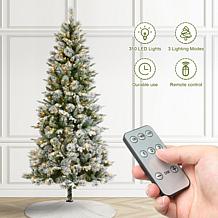 7.5ft Whispering Snowy Pine Christmas Tree with Warm White Lights