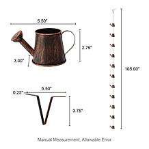 8.5ft 11-Piece Copper Watering Pot Rain Chain w/V-Shaped Gutter Clip