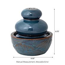 8.75''H Turquoise Leaf Ceramic Tabletop Fountain w/ Pump and LED Light