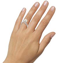 9-9.5mm Cultured Freshwater Pearl Curb-Link Solitaire Ring