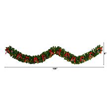 9 ft. Bow and Pinecone Artificial Christmas Garland with 35 Clear L...