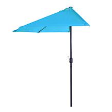 9' Half-Round Patio Umbrella with Easy Crank - Brilliant Blue