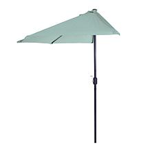 9' Half-Round Patio Umbrella with Easy Crank - Dusty Green