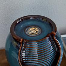 9.25"H Turquoise Ceramic Jar Tabletop Fountain w/ Pump and LED Light