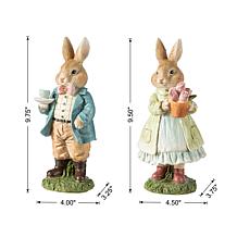 9.75"H Easter Resin Bunny Couple Table Decor