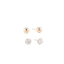 A&M 14K Yellow Gold 7mm Square Cubic Zirconia Stud Earrings