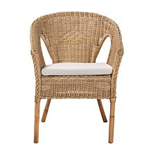 Abbey Natural Rattan Dining Chair with Removable Cushion