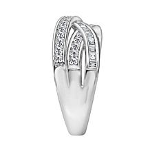 Absolute™ Cubic Zirconia Baguette and Round Overlapping Rows Band Ring