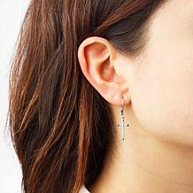 Absolute™ Sterling Silver Cubic Zirconia Cross Dangle Earrings