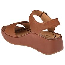 Aetrex® Ariel Memory Foam Arch Support Leather Wedge Sandal