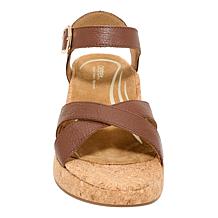 Aetrex® Flora Leather Cork Detail Sandal