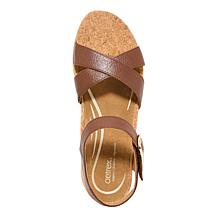 Aetrex® Flora Leather Cork Detail Sandal