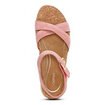 Aetrex® Flora Leather Cork Detail Sandal