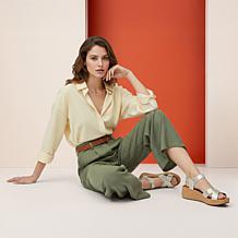 Aetrex® Flora Leather Cork Detail Sandal