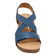 Aetrex® Kathy Leather and Woven Heeled Sandal