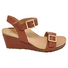 Aetrex Naomi Leather Wedge Casual Sandal