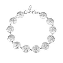 Alamea Sterling Silver Cubic Zirconia Sand Dollar Link Bracelet