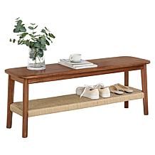 Alaterre Furniture Calais 48" Entryway Bench with Woven Storage Shelf