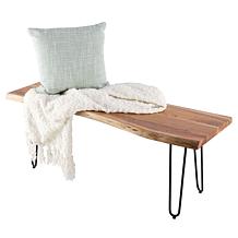 Alaterre Furniture Live Edge 48" Wood Entryway Bench with Hairpin Legs