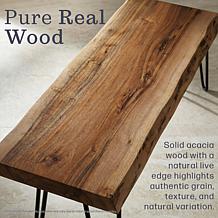 Alaterre Furniture Live Edge 48" Wood Entryway Bench with Hairpin Legs