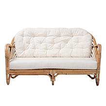 Aliane Loveseat with Natural Rattan Frame and Cushions