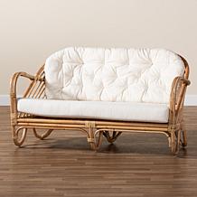 Aliane Loveseat with Natural Rattan Frame and Cushions