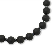 Amber Extraordinaire Black Amber and Hematite Bead 20" Necklace