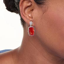 Amber Extraordinaire Sterling Silver Rectangular Drop Earrings