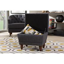 Annabelle Fabric Upholstered Button-Tufted Storage Ottoman