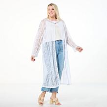 Antthony Crocheted Lace Long-Sleeve Duster