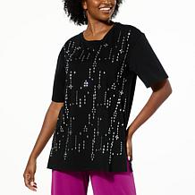 Antthony Embellished Short-Sleeve Heat Seal Top