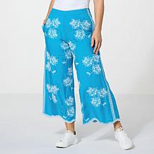 Antthony Embroidered Scalloped Edge Pull-On Pant