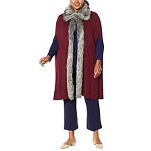 Antthony Faux Fur Trim Sweater Knit Cape