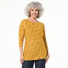 Antthony Lady Luxe Ruffle Knit Blouse with Sequins