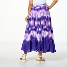 Antthony Marble Tie-Dye Printed Pull-On Maxi Skirt