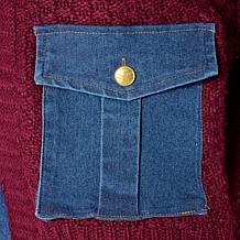 Antthony Mixed Media Denim Trim Sweater Jacket